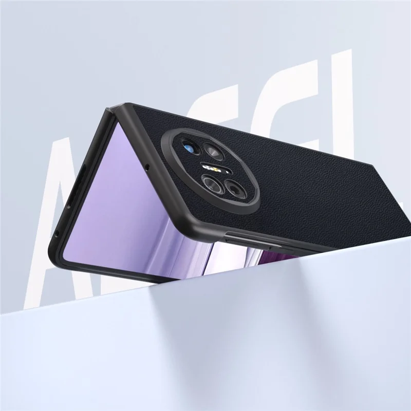 ABEEL For Huawei Mate X5 Case Genuine Cow Leather Coating Phone Cover - Black