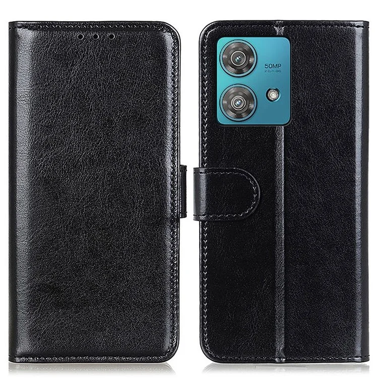 Per Motorola Edge 40 Neo 5G Case Crazy Horse Texture Leather Wallet Phone Protection Cover - Nero