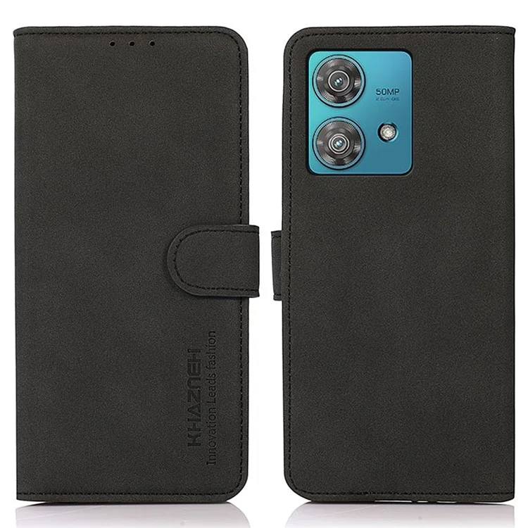 Étui pour Motorola Edge 40 Neo 5G KHAZNEH - Housse en cuir avec support - Noir