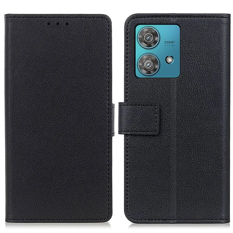 Für Motorola Edge 40 Neo 5G-Hülle PU-Leder-Brieftasche, Ständer, Smartphone-Cover - Schwarz
