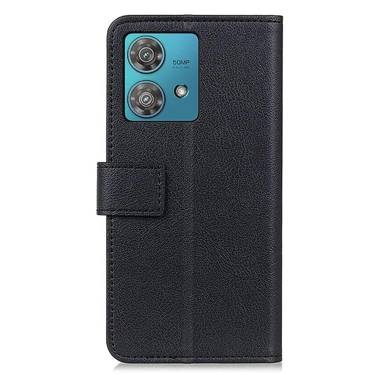Für Motorola Edge 40 Neo 5G-Hülle PU-Leder-Brieftasche, Ständer, Smartphone-Cover - Schwarz