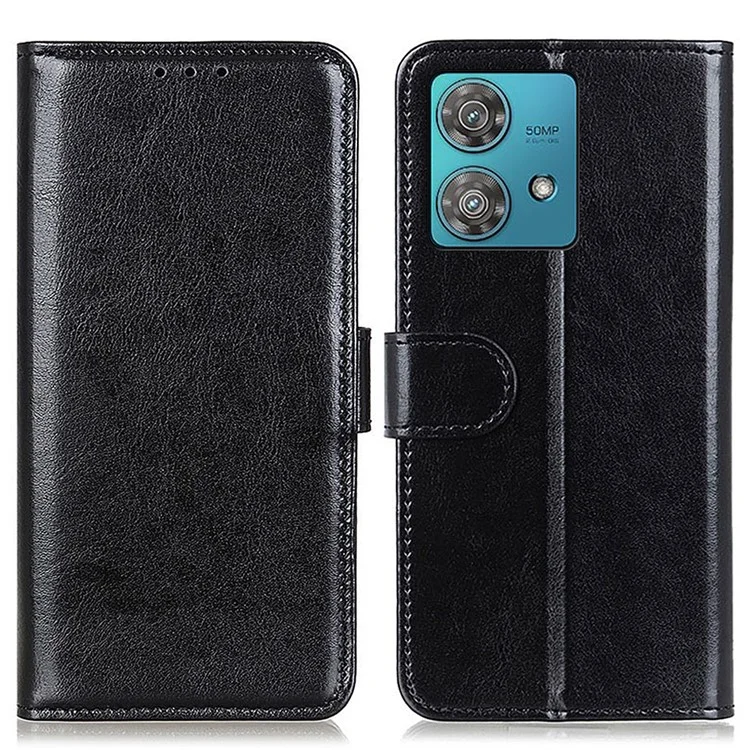 Per Motorola Moto G84 5G Custodia Crazy Horse Texture Protezione Completa Custodia in Pelle per Telefono - Nera