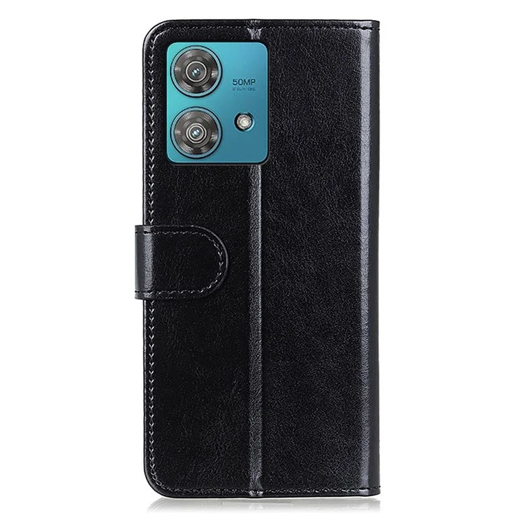 Per Motorola Moto G84 5G Custodia Crazy Horse Texture Protezione Completa Custodia in Pelle per Telefono - Nera