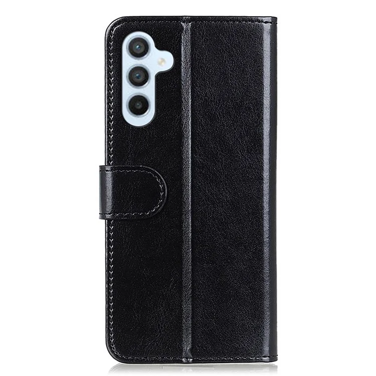 Para Samsung Galaxy A15 4G Case Capa de telefone de couro Textura de cavalo louco Capa de carteira - Preto