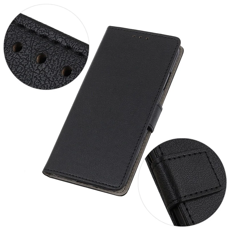 For Motorola Moto G54 5G Leather Case Anti-shock Phone Cover with Wallet Stand - Black