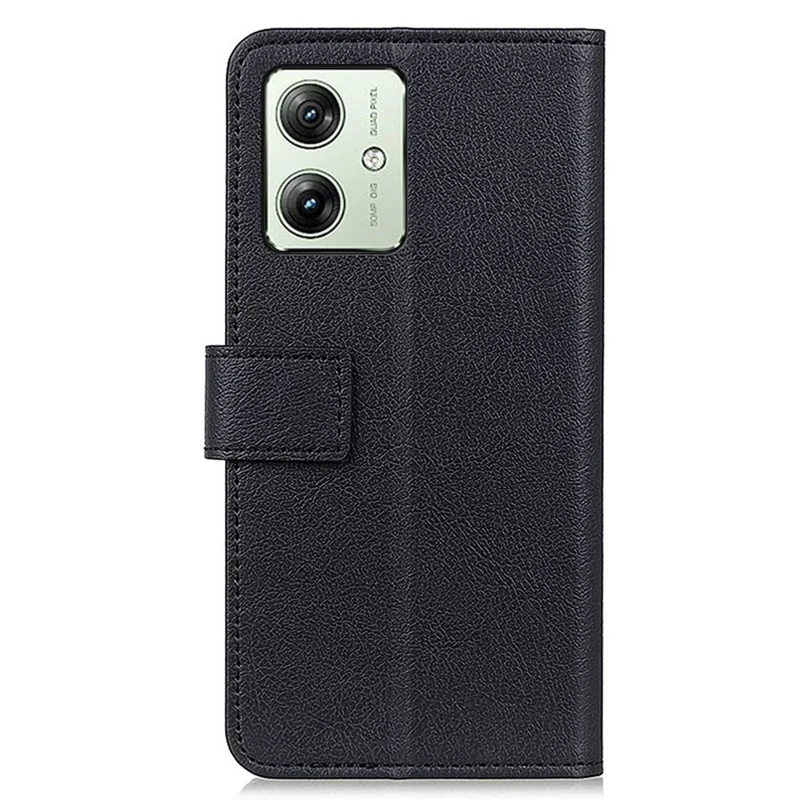 For Motorola Moto G54 5G Leather Case Anti-shock Phone Cover with Wallet Stand - Black