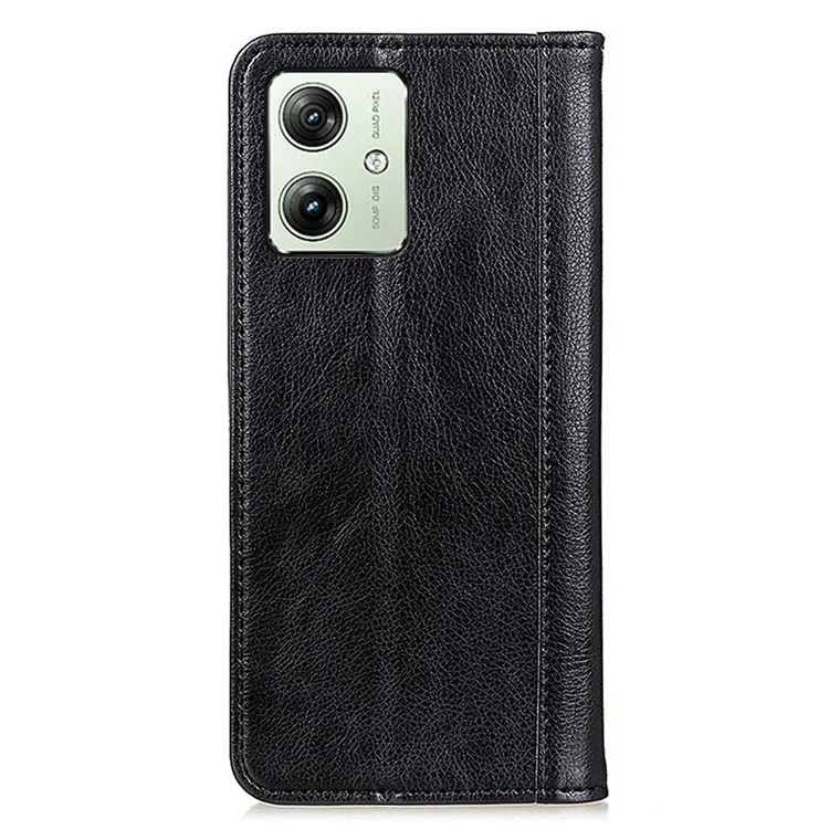 Per Motorola Moto G54 5G Cover Litchi Texture Shockproof Split Leather Phone Case - Nero