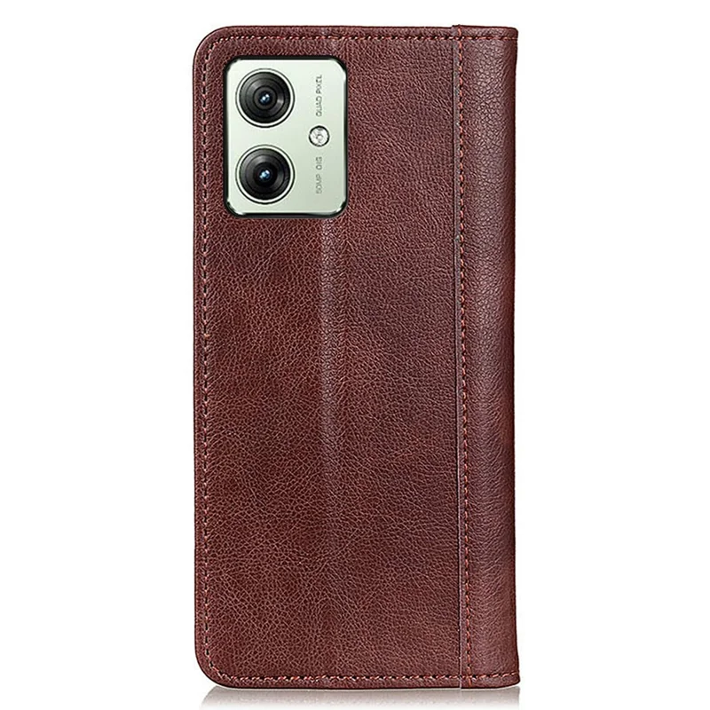 For Motorola Moto G54 5G Cover Litchi Texture Shockproof Split Leather Phone Case - Brown