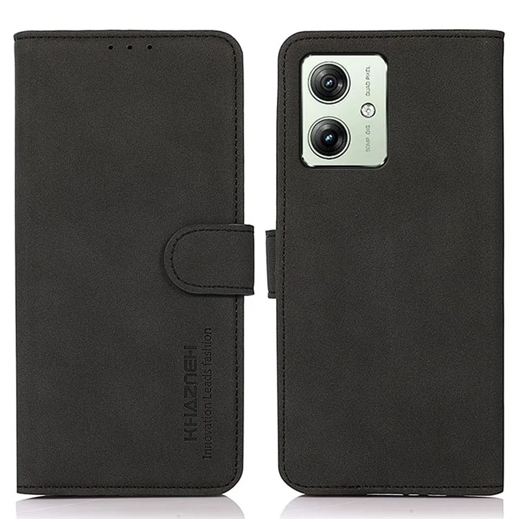 KHAZNEH Para Motorola Moto G54 5G Capa de Couro Fecho Magnético Capa de Telefone com Carteira - Preto