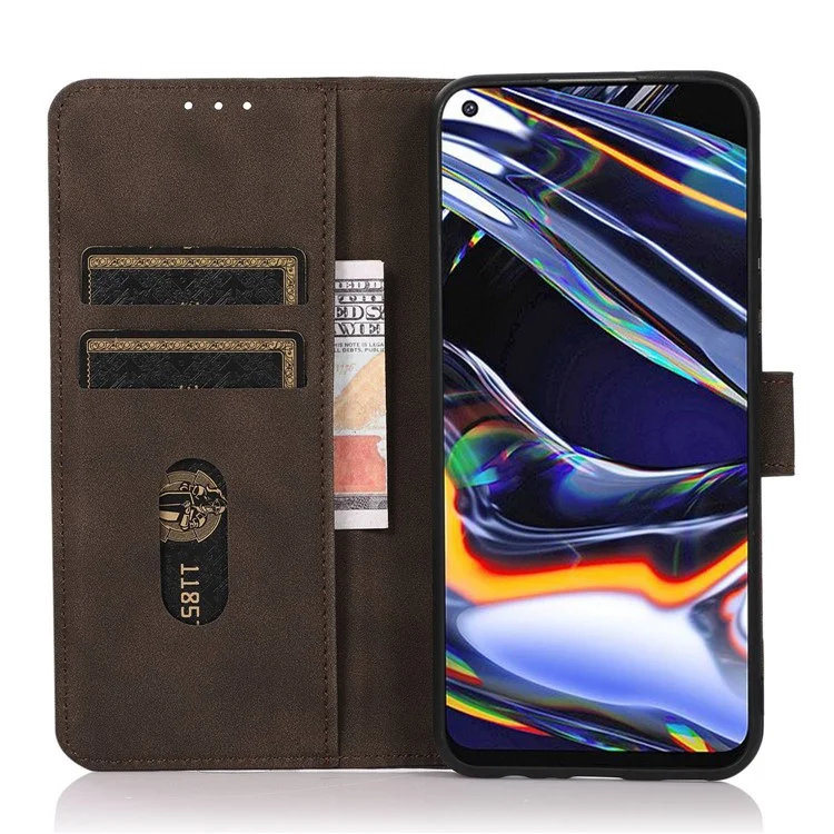 KHAZNEH For Motorola Moto G54 5G Leather Cover Magnetic Clasp Phone Case with Wallet - Brown