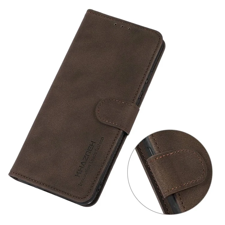 KHAZNEH For Motorola Moto G54 5G Leather Cover Magnetic Clasp Phone Case with Wallet - Brown
