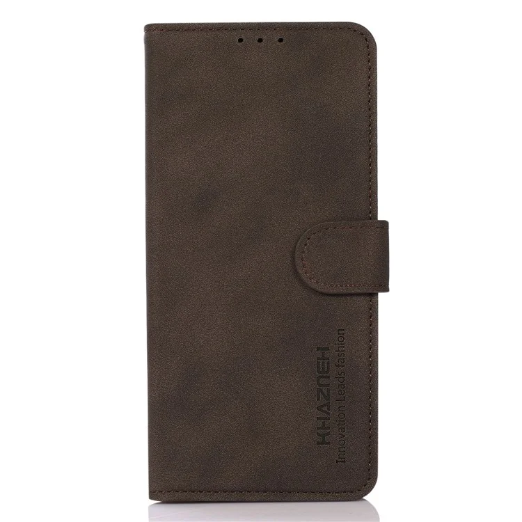 KHAZNEH For Motorola Moto G54 5G Leather Cover Magnetic Clasp Phone Case with Wallet - Brown