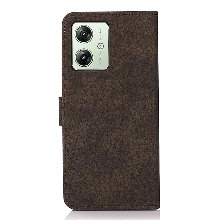 KHAZNEH For Motorola Moto G54 5G Leather Cover Magnetic Clasp Phone Case with Wallet - Brown