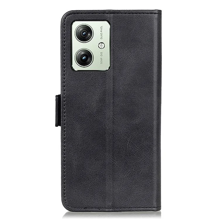 Per Motorola Moto G54 5G Case Cowhide Texture PU Leather Wallet Cellphone Shell - Nero