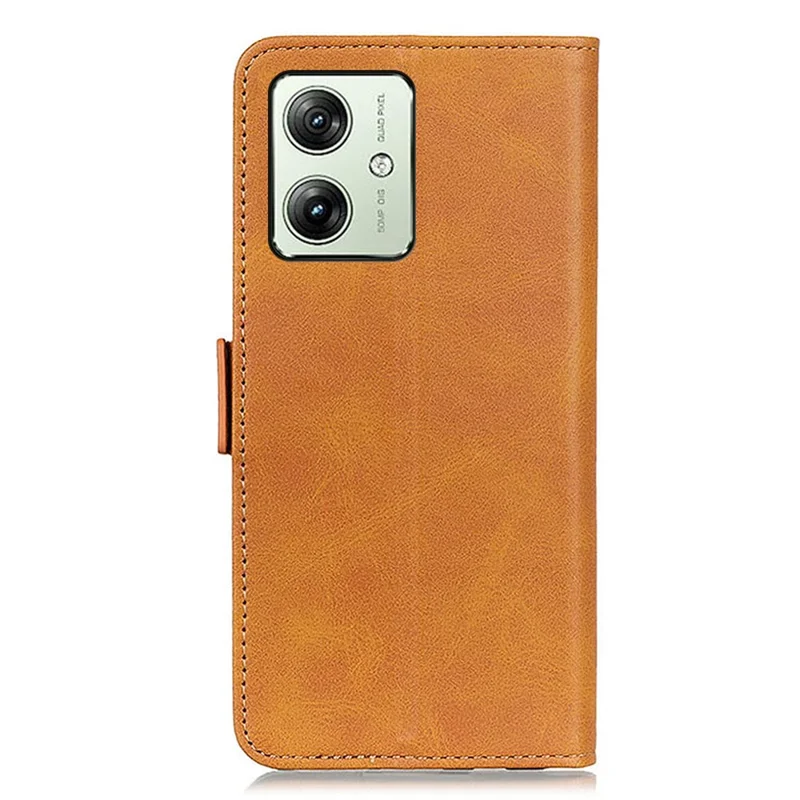For Motorola Moto G54 5G Case Cowhide Texture PU Leather Wallet Phone Shell - Yellow