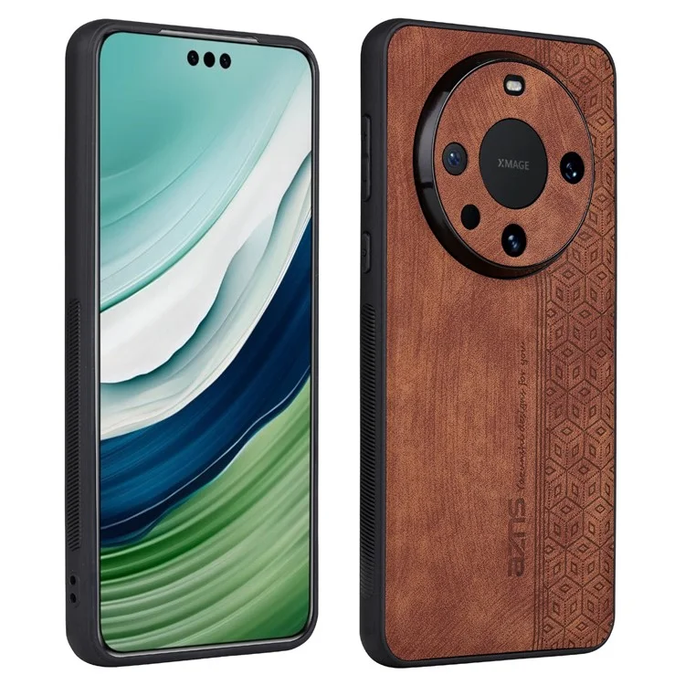 AZNS per Huawei Mate 60 Case Anti-Scratch Phone Shell Imprinted PU Leather+TPU Phone Back Cover - Marrone
