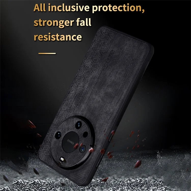 AZNS per Huawei Mate 60 Case Anti-Scratch Phone Shell Imprinted PU Leather+TPU Phone Back Cover - Marrone