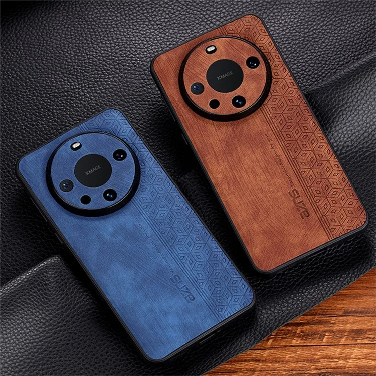 AZNS per Huawei Mate 60 Case Anti-Scratch Phone Shell Imprinted PU Leather+TPU Phone Back Cover - Marrone