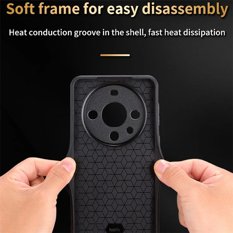 AZNS Para Huawei Mate 60 Pro Case Slim-Fit Imprinted Pattern PU Leather+TPU Phone Shell - Marrom