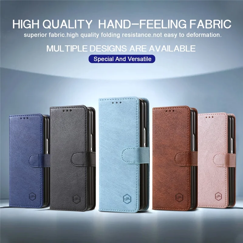 For Samsung Galaxy Z Fold5 5G Case Solid Color Protective Cover PU Leather Wallet Phone Case - Baby Blue