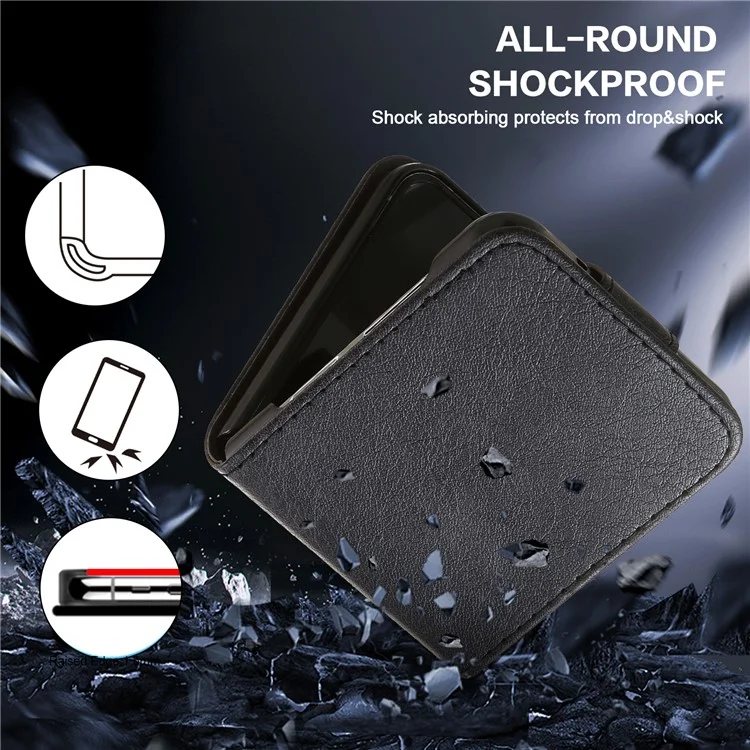 Für Samsung Galaxy Z Flip4 5G stoßfeste Hülle Einfarbiges Stopp-Fall PU+PC Handyhülle - Schwarz