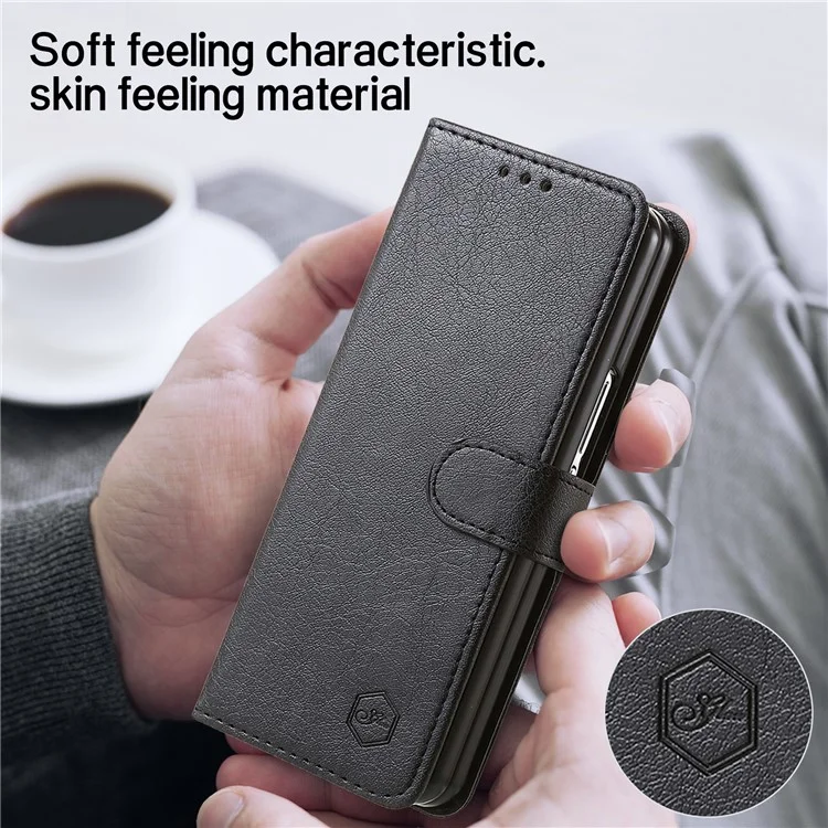 Para Samsung Galaxy Z Fold4 5G Case PU Leather Shockproof Case Solid Color Wallet Phone Cover - Black