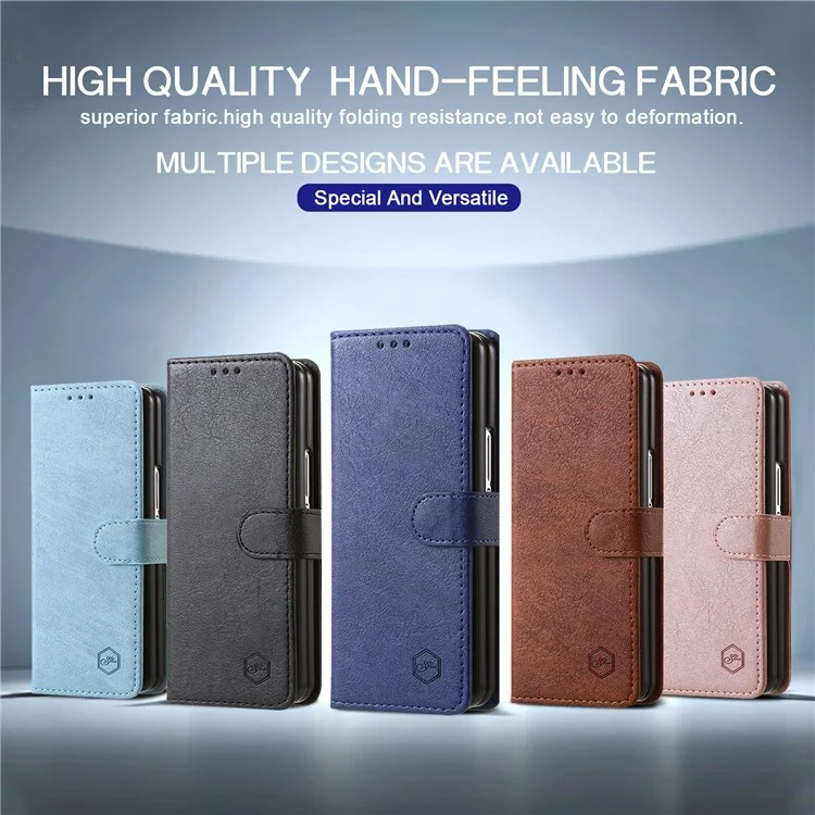 Para Samsung Galaxy Z Fold4 5G Case PU Leather Shockproof Case Solid Color Wallet Phone Cover - Black