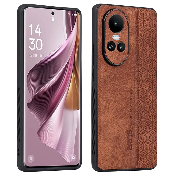 AZNS Para Oppo Reno10 5G (Global) / Reno10 Pro 5G (Global) Funda Delgada de Piel PU + TPU Protector de Teléfono - Marrón