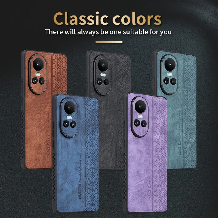 AZNS Para Oppo Reno10 5G (Global) / Reno10 Pro 5G (Global) Funda Delgada de Piel PU + TPU Protector de Teléfono - Marrón