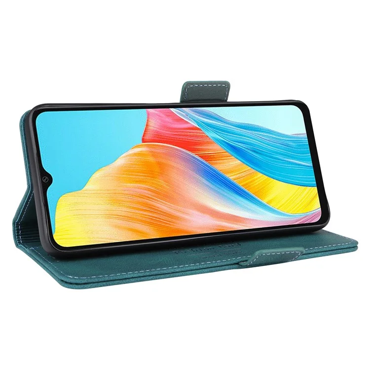 Für Oppo A38 4G / A18 4G Case Staubdichter PU-Leder-Ständer Handyhülle Geldbörse - Blau
