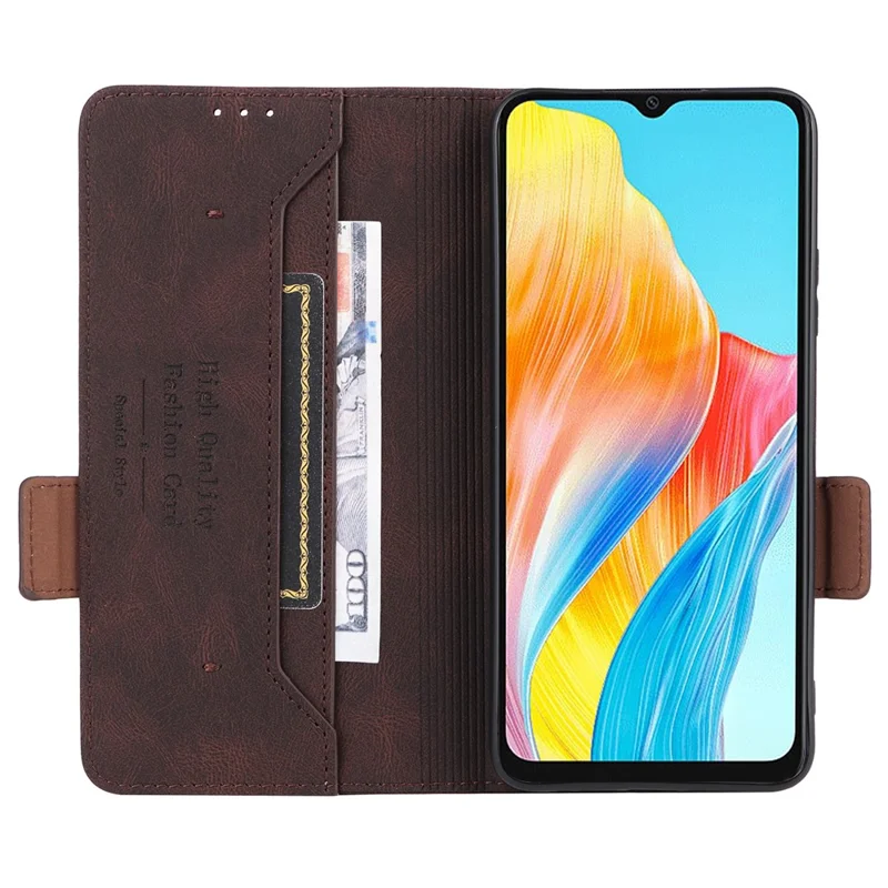 For Oppo A38 4G / A18 4G Case Dustproof PU Leather Stand Mobile Phone Cover Wallet - Coffee