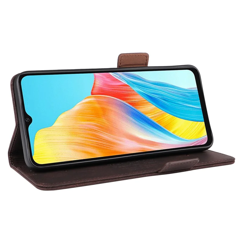 For Oppo A38 4G / A18 4G Case Dustproof PU Leather Stand Mobile Phone Cover Wallet - Coffee
