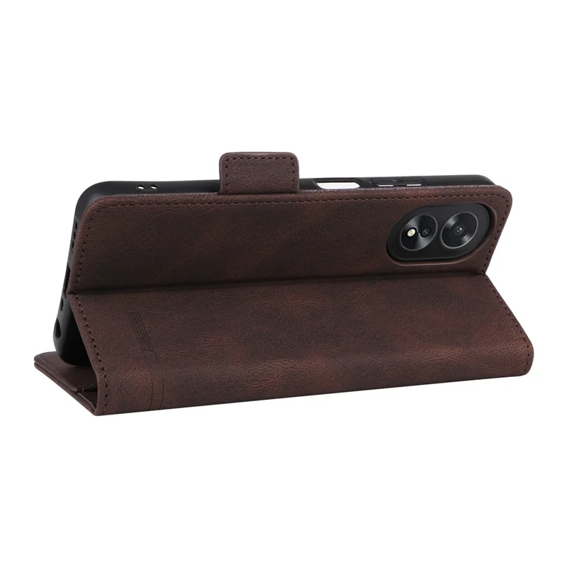 For Oppo A38 4G / A18 4G Case Dustproof PU Leather Stand Mobile Phone Cover Wallet - Coffee