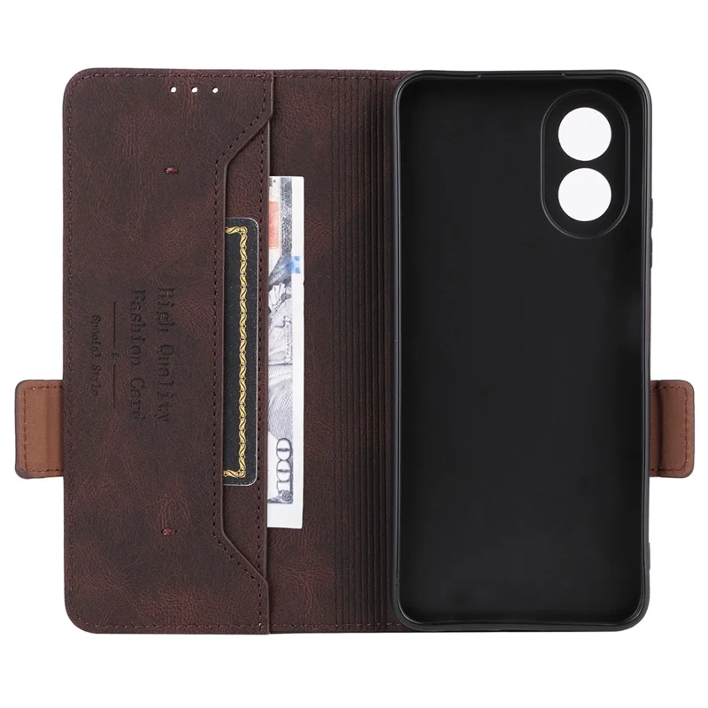 For Oppo A38 4G / A18 4G Case Dustproof PU Leather Stand Mobile Phone Cover Wallet - Coffee