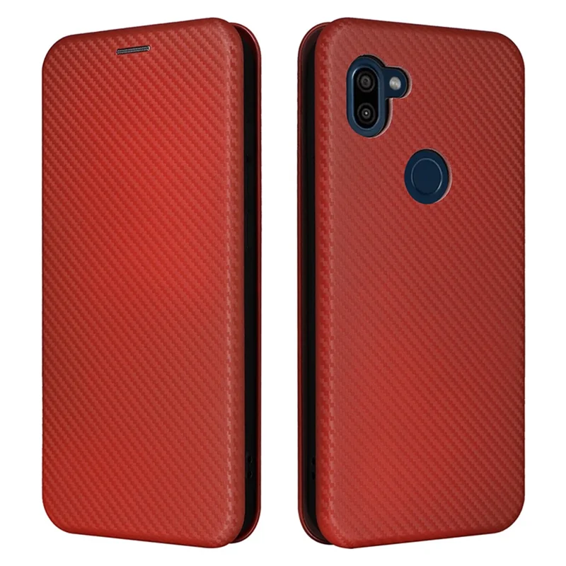 For Orbic Fun+ 4G Case Stand Card Slot Leather Phone Shell with Carbon Fiber Texture - Blue