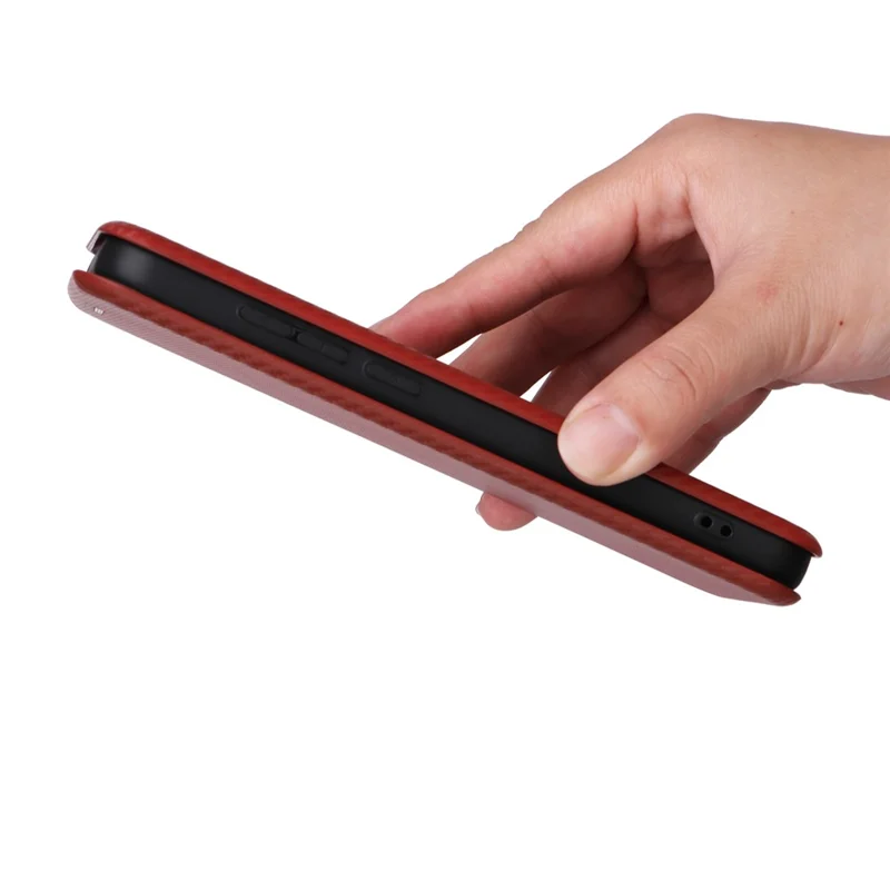 For Orbic Fun+ 4G Case Stand Card Slot Leather Phone Shell with Carbon Fiber Texture - Blue