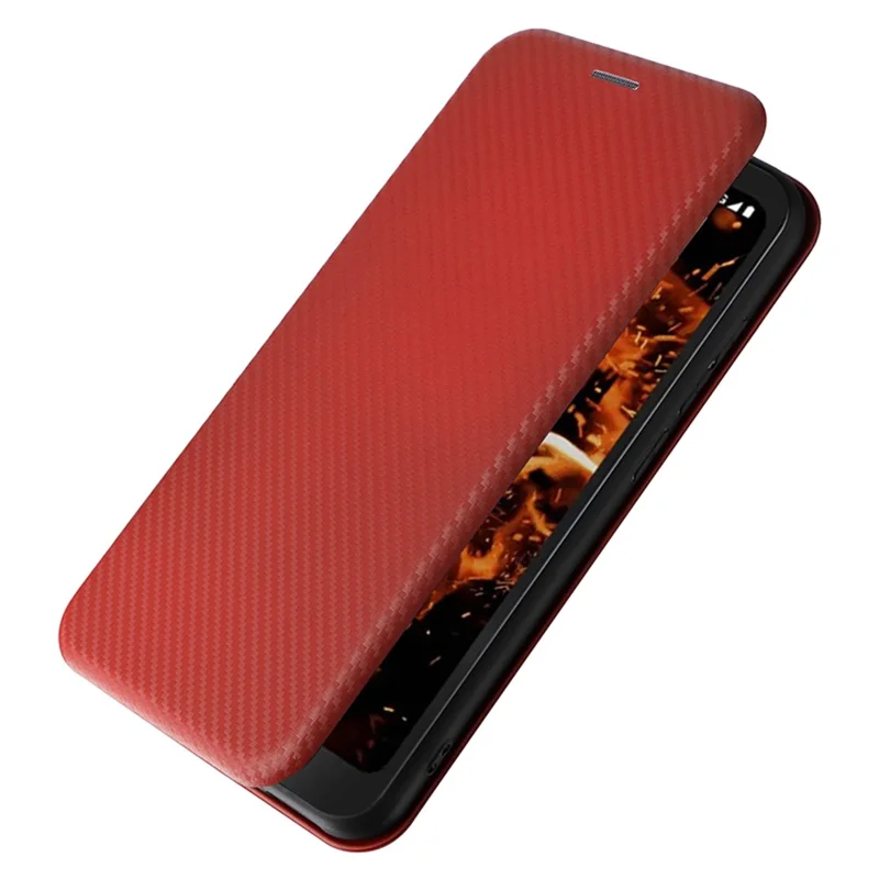 For Orbic Fun+ 4G Case Stand Card Slot Leather Phone Shell with Carbon Fiber Texture - Blue