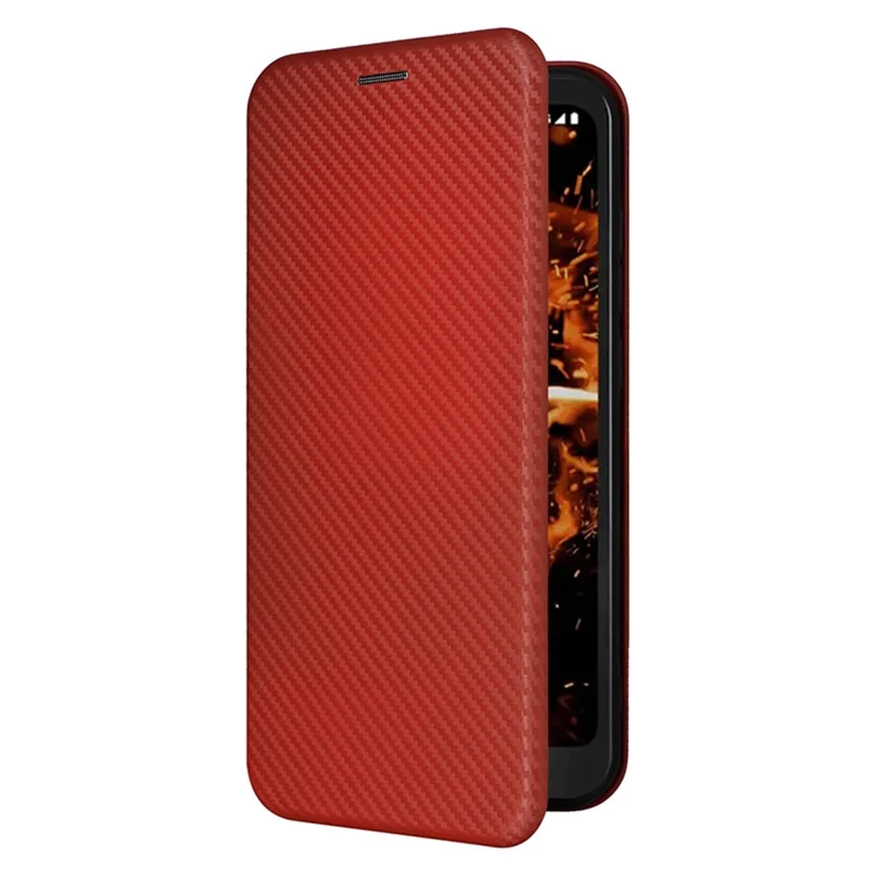 For Orbic Fun+ 4G Case Stand Card Slot Leather Phone Shell with Carbon Fiber Texture - Blue