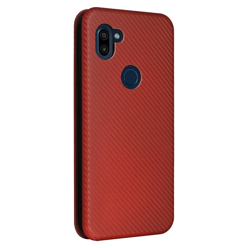 For Orbic Fun+ 4G Case Stand Card Slot Leather Phone Shell with Carbon Fiber Texture - Blue