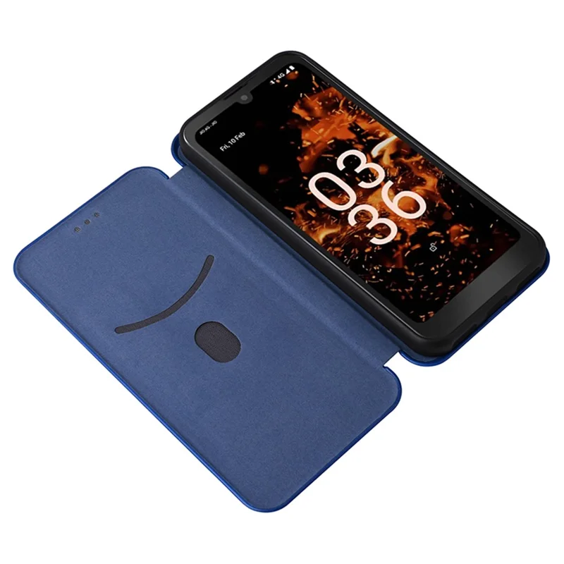 For Orbic Fun+ 4G Case Stand Card Slot Leather Phone Shell with Carbon Fiber Texture - Blue