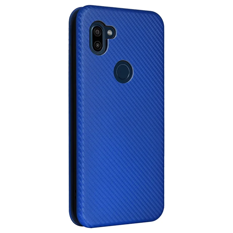 For Orbic Fun+ 4G Case Stand Card Slot Leather Phone Shell with Carbon Fiber Texture - Blue