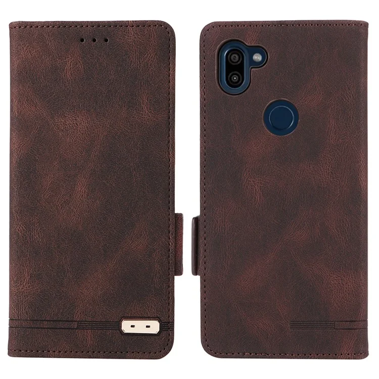 Para Orbic Fun+ 4G Case Mobile Phone Cover Shockproof PU Leather Wallet Stand Shell - Coffee