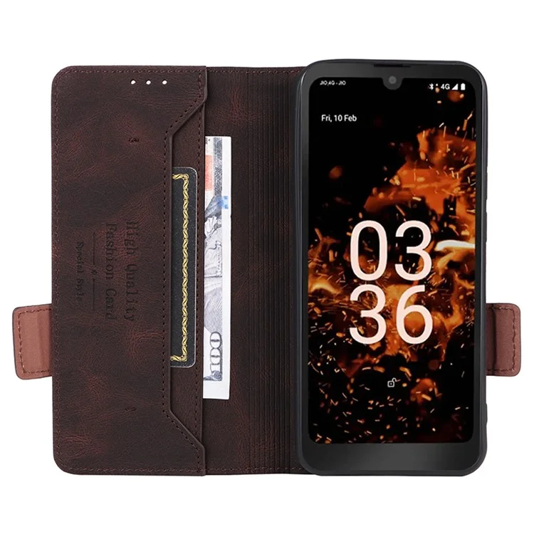 Para Orbic Fun+ 4G Case Mobile Phone Cover Shockproof PU Leather Wallet Stand Shell - Coffee