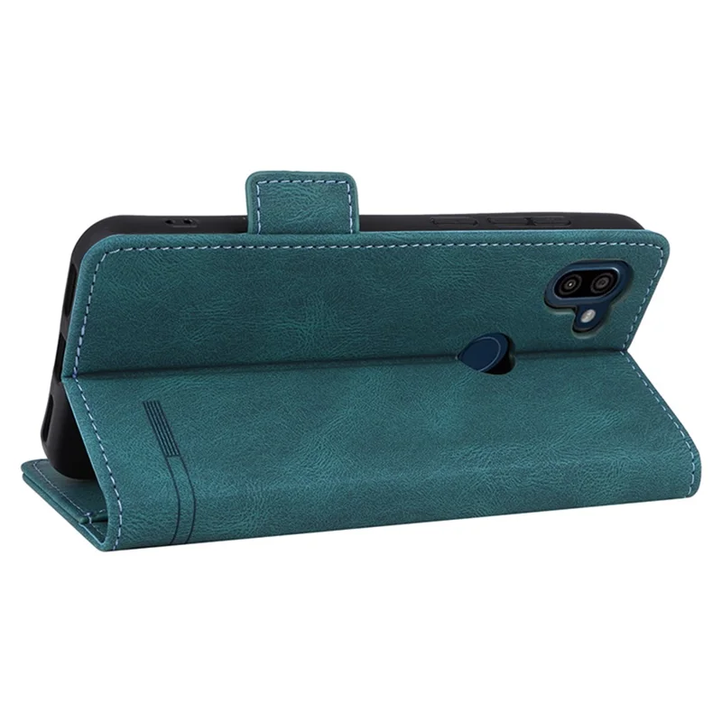 For Orbic Fun+ 4G Case Mobile Phone Cover Shockproof PU Leather Wallet Stand Shell - Blue