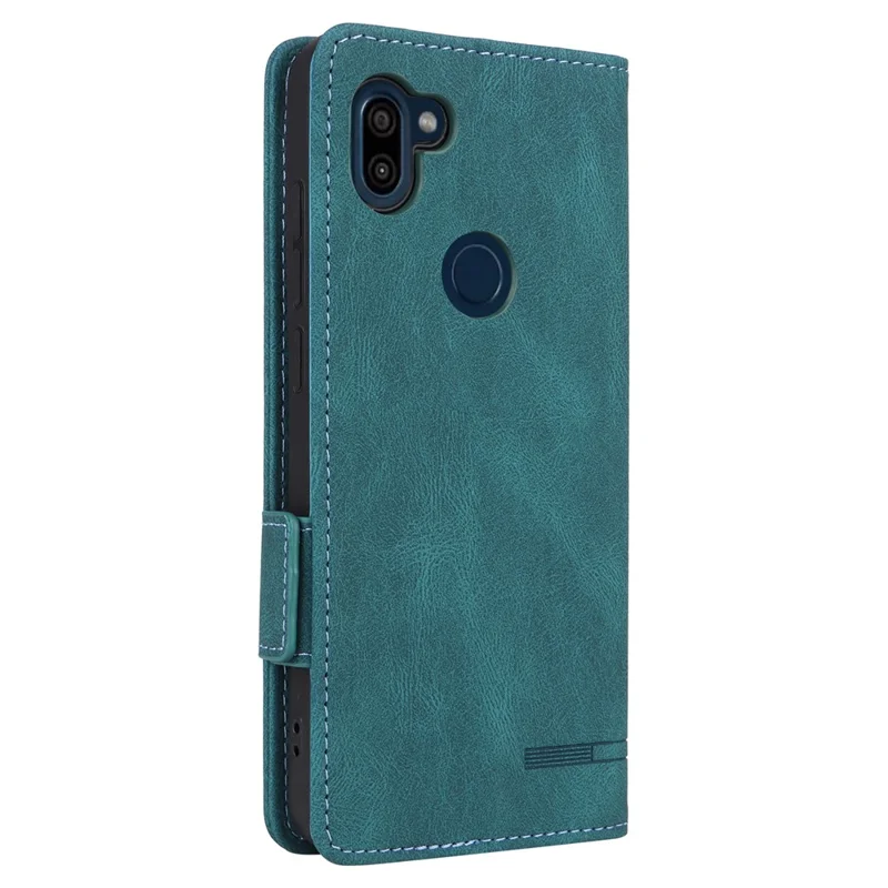 For Orbic Fun+ 4G Case Mobile Phone Cover Shockproof PU Leather Wallet Stand Shell - Blue