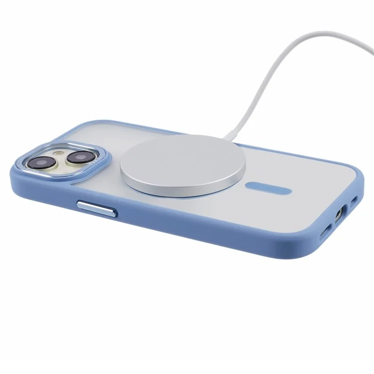 TPU+PC Case for iPhone 15 Case Compatible with MagSafe Shockproof Matte Phone Cover - Blue