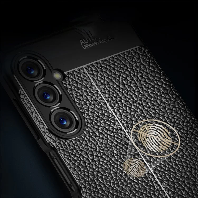 For Samsung Galaxy A05s 4G Case Litchi Texture Flexible TPU Anti-scratch Phone Cover - Black