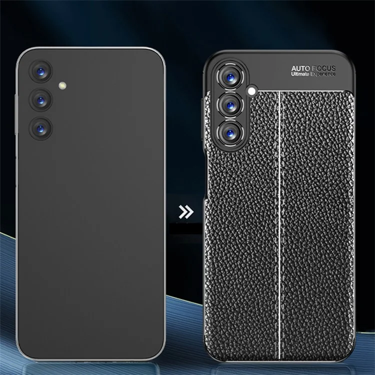 For Samsung Galaxy A05s 4G Case Litchi Texture Flexible TPU Anti-scratch Phone Cover - Black