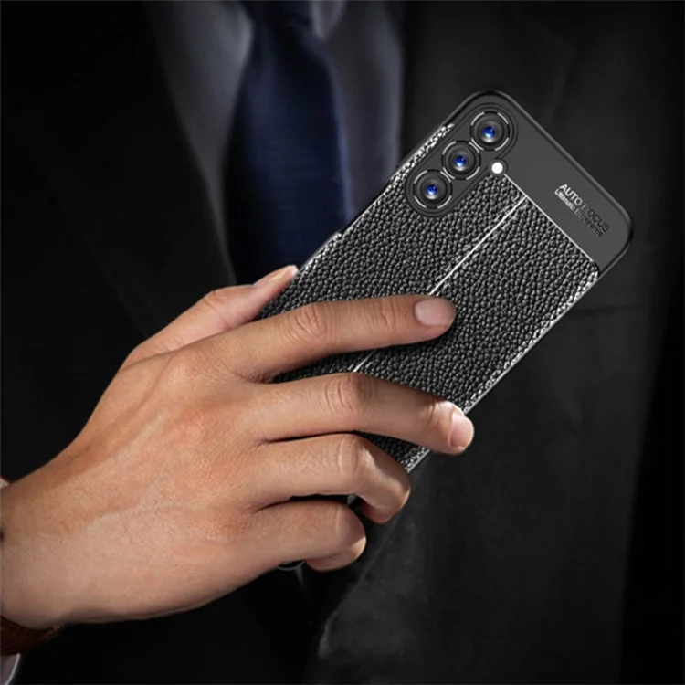 For Samsung Galaxy A05s 4G Case Litchi Texture Flexible TPU Anti-scratch Phone Cover - Black