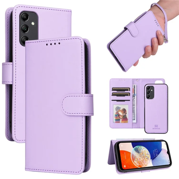 For Samsung Galaxy A14 4G / 5G Magnetic Case BETOPNICE Detachable PU Leather Phone Cover with Strap - Purple